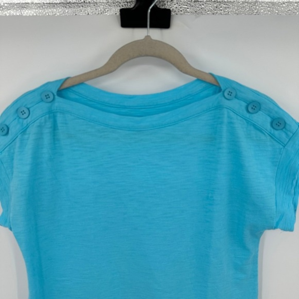 Girls' Turquoise Button-Shoulder Tee - Picture 2 of 4
